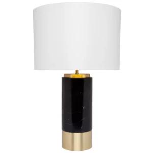 Cafe Lighting Paola Marble Table Lamp with White Shade Black