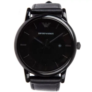 Emporio Armani Men's Three-Hand Date Black Leather Watch AR1732