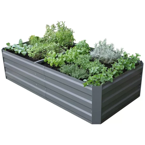 Green Life LARGE GARDEN BED with Cover - Slate Grey