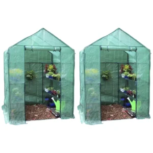 Greenlife Large Walk-in Greenhouse Twin Pack with PE Cover