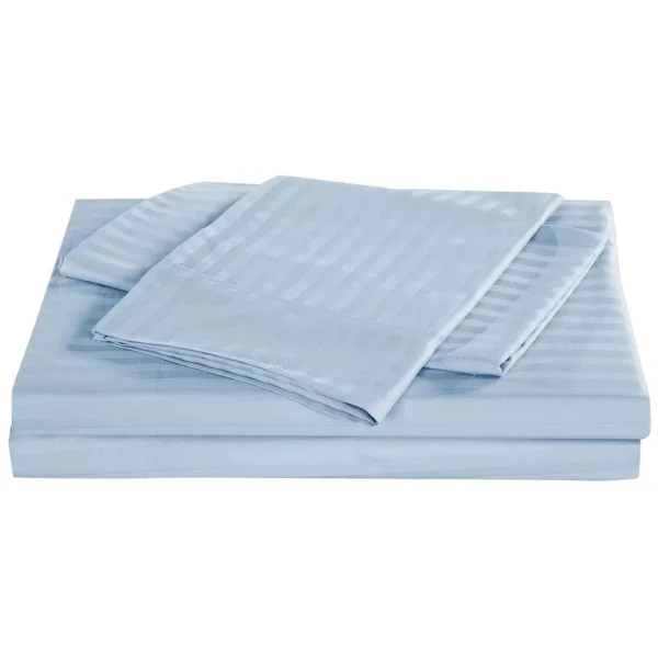Bdirect Kensington 1200TC Cotton Sheet Set in Stripe - Double Chambray Blue