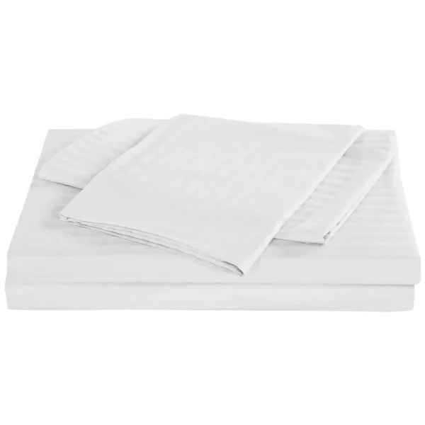 Bdirect Kensington 1200TC Cotton Sheet Set in Stripe - Double White