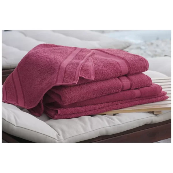 Kingtex Plain dyed 100% Combed Cotton towel range 550gsm Bath Sheet set 7 piece - Burgundy
