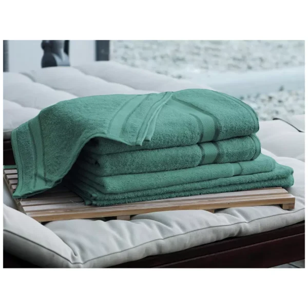 Kingtex Plain dyed 100% Combed Cotton towel range 550gsm Bath Sheet set 7 piece - Forest