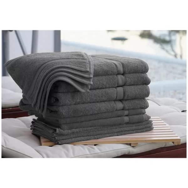 Kingtex Plain dyed 100% Combed Cotton towel range 550gsm Bath Sheet set 14 piece - Charcoal
