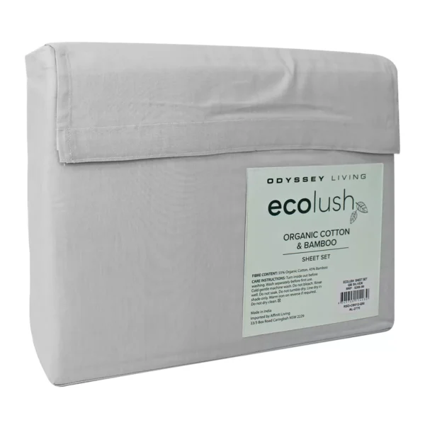 Odyssey Living Eco Lush Organic Cotton and Bamboo King Sheet Set Night Silver