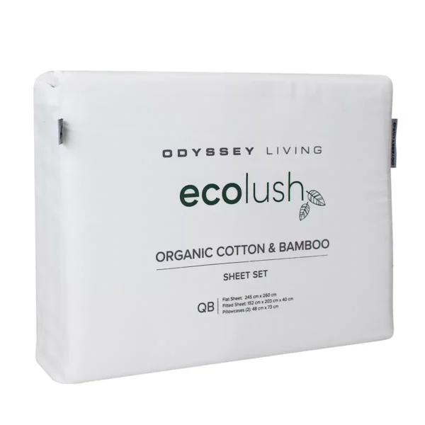 Odyssey Living Eco Lush Organic Cotton and Bamboo King Sheet Set Night White
