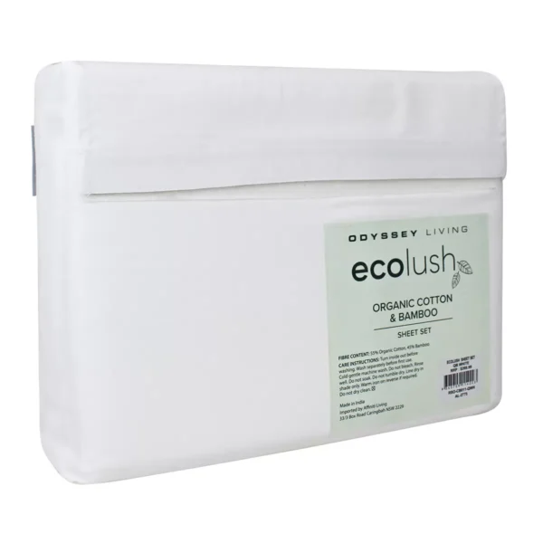 Odyssey Living Eco Lush Organic Cotton and Bamboo King Sheet Set Night White