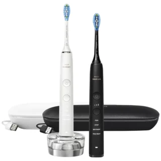 Philips Sonicare DiamondClean 9000 Black + White Electric Toothbrush 2 Pac
