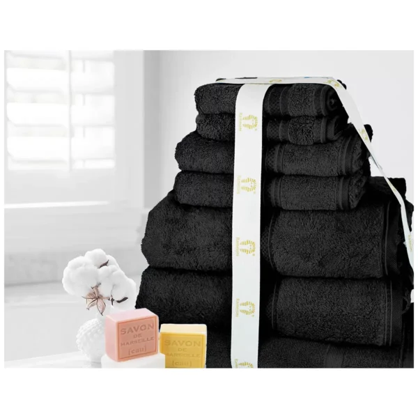 Kingtex Ramesses 100% Cotton Bath Towel Sets 7 piece - Black