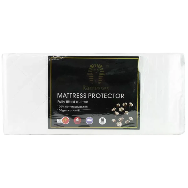 Cotton Fitted Mattress Protector-Single White