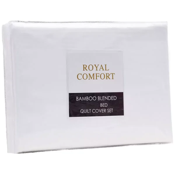 Bdirect Royal Comfort Blended Bamboo Quilt Cover Sets -White-Queen