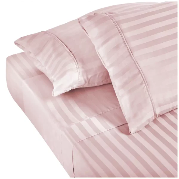 Bdirect Royal Comfort 1200 Thread count Damask Stripe Cotton Blend Quilt Cover Sets Queen Blush