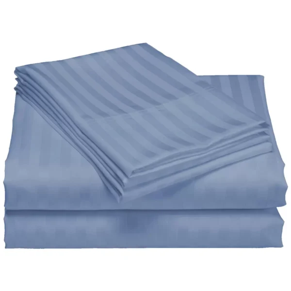 Bdirect Royal Comfort 1200 Thread count Damask Stripe Cotton Blend Quilt Cover Sets King - Blue Fog