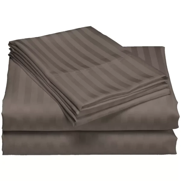 Bdirect Royal Comfort 1200 Thread count Damask Stripe Cotton Blend Quilt Cover Sets King - Pebble