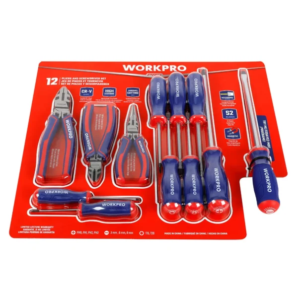 Workpro High Leverage Pliers and Screwdriver 12 Piece Set GSCO21004