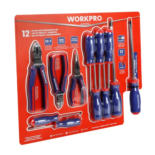 Workpro High Leverage Pliers and Screwdriver 12 Piece Set GSCO21005