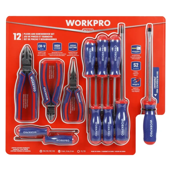 Workpro High Leverage Pliers and Screwdriver 12 Piece Set GSCO21003