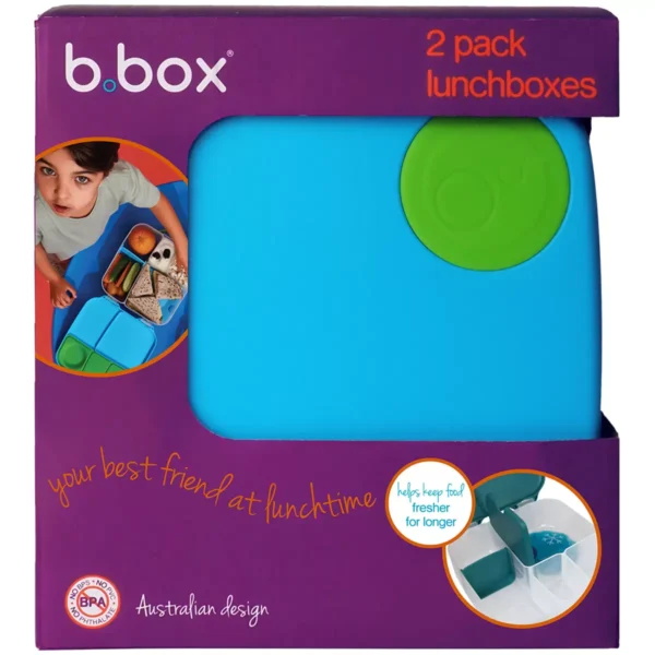 B.BOX Kids Bento Lunch Box 2 Pack Ocean Breeze And Emerald Forest