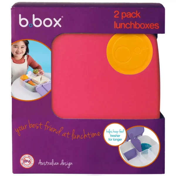 B.BOX Kids Bento Lunch Box 2 Pack Strawberry Shake And Lilac Pop