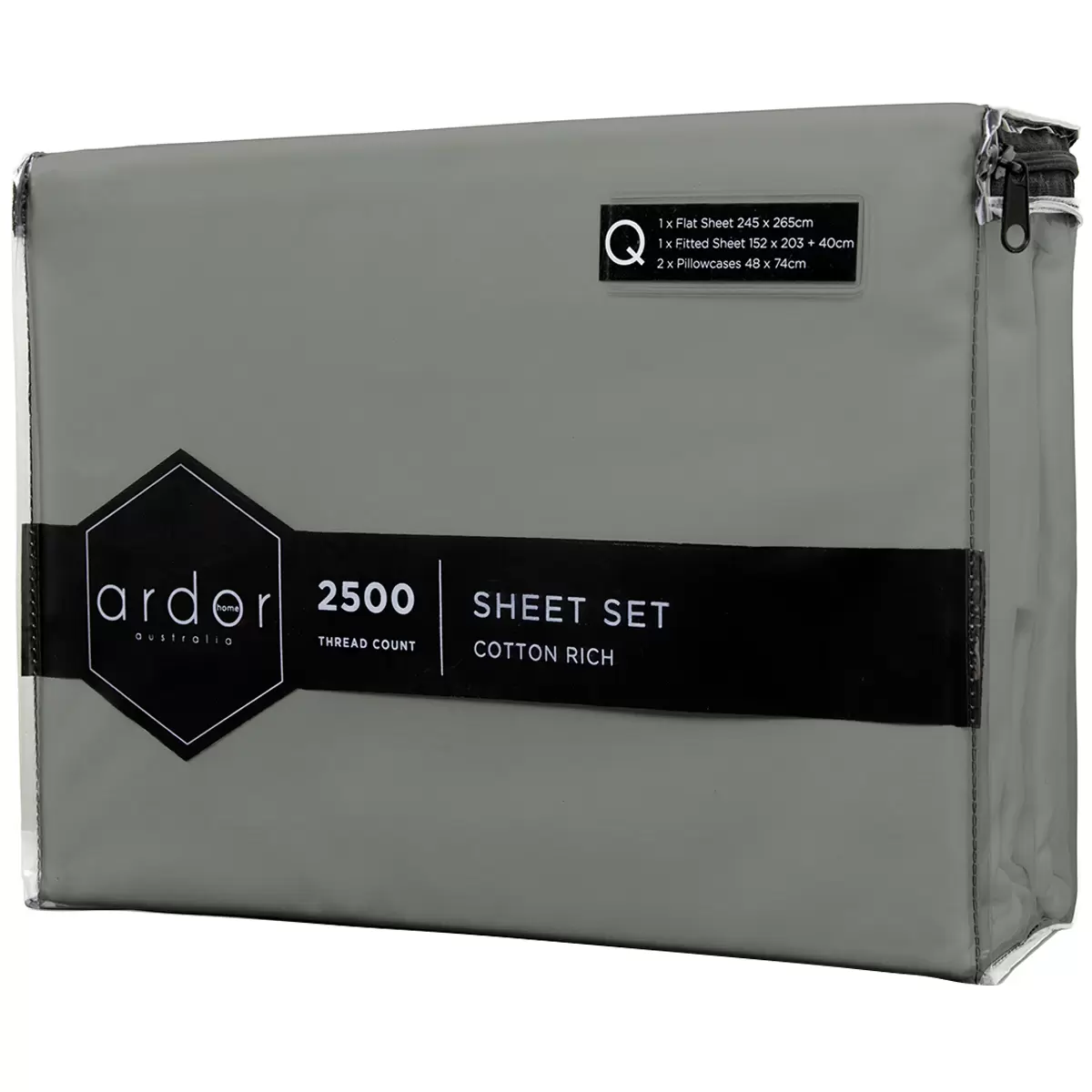 Ardor 2500TC Cotton Rich Sheet Sets Queen - Grey