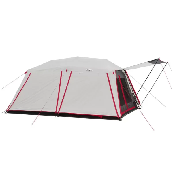 Core 10 Person Lighted Instant Cabin Tent Awning