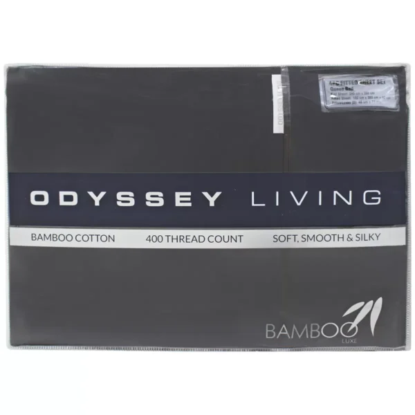 Odyssey Living 400TC Bamboo 4 Piece Sheet Set Queen Charcoal
