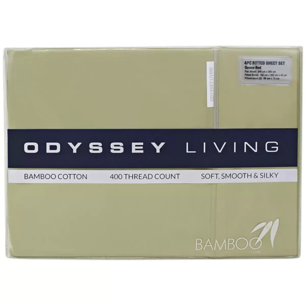 Odyssey Living 400TC Bamboo 4 Piece Sheet Set Queen Olive