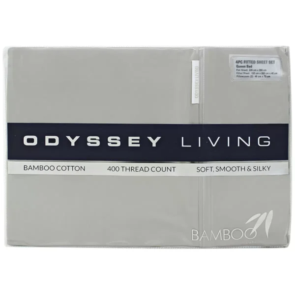 Odyssey Living 400TC Bamboo 4 Piece Sheet Set Queen Silver