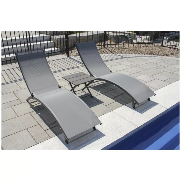 Vivere Chaise Lounges & Table Dark Grey